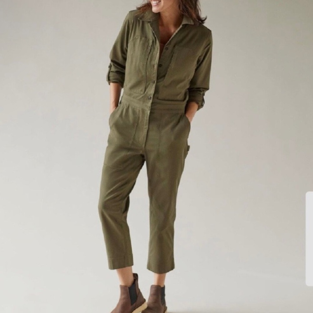 Duluth Trading Co. Fire Hose CoolMax crop coveralls jumpsuit army green